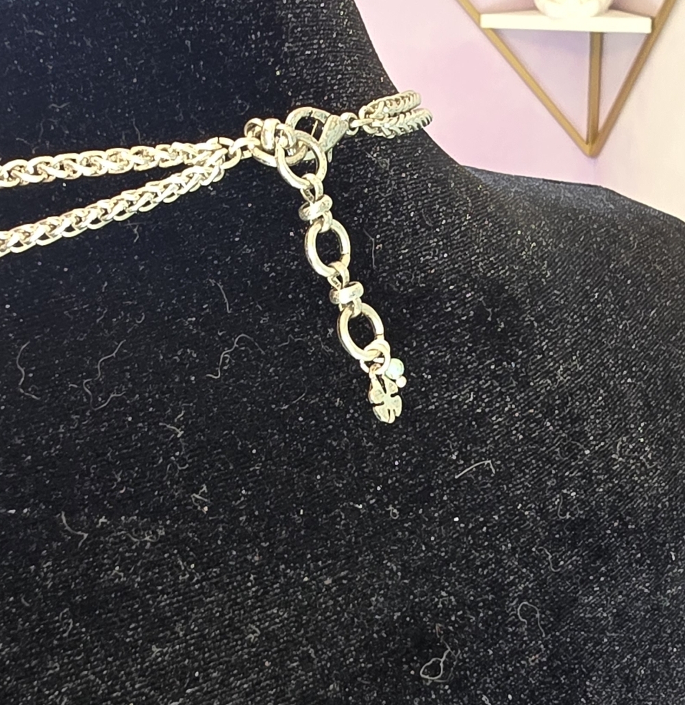 Lucky Brand Royal And Light Blue Teardrop Stone Silver Statement Bib Necklace - Picture 3 of 3